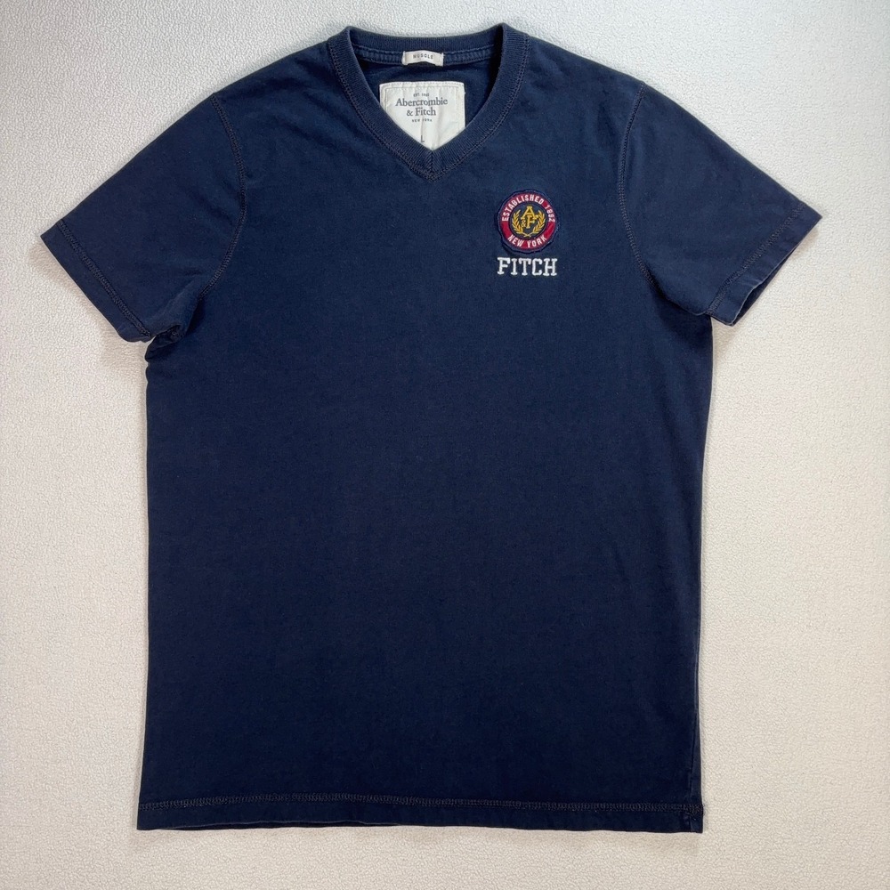 Abercrombie & Fitch Muscle V-Neck T-Shirt Men's L Black/Dark Navy Cotton Logo